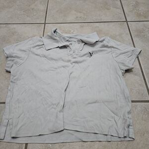 White Cropped Polo Shirt